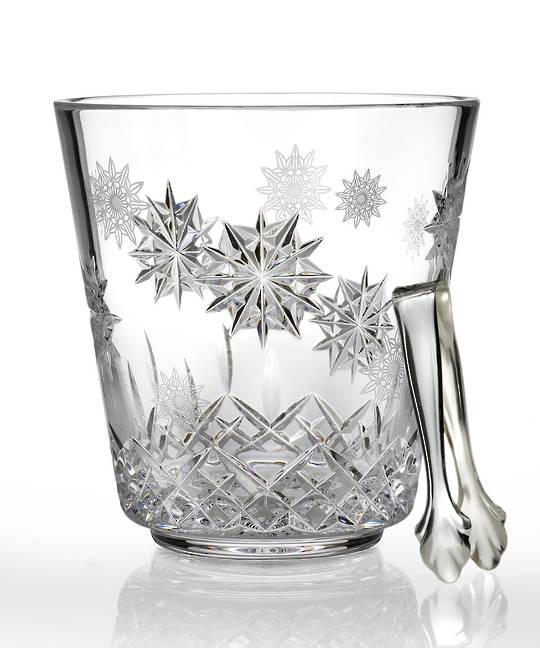 Waterford Snowflake Wishes Ice Bucket w/Tongs